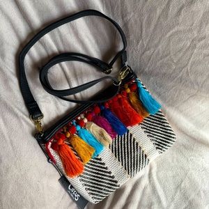 Sam Edelman Colorful Tassel woven Crossbody Bag